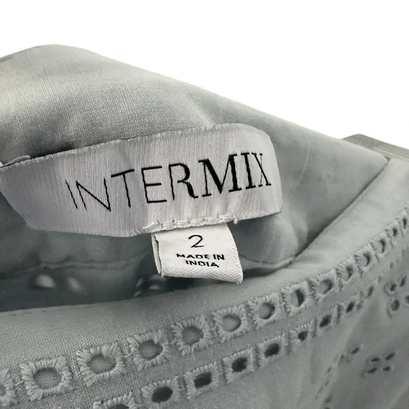 INTERMIX Womens Malia Scalloped Eyelet Shorts Size 2 Blue Lined High Rise - Picture 11 of 12